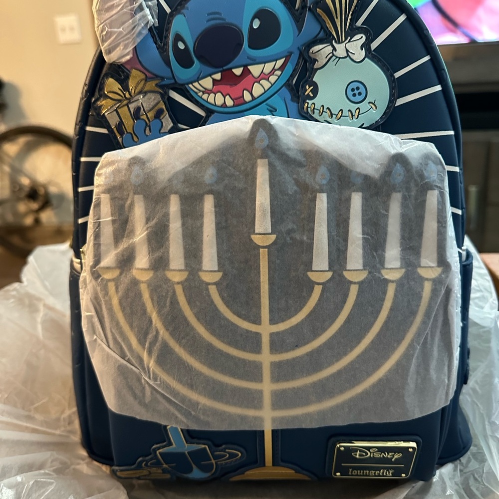 Disney Loungefly Stitch Light Up Hanukkah Menorah Backpack